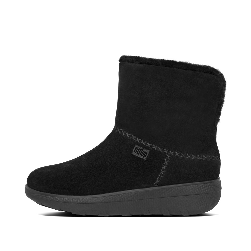 Fitflop Womens Boots Black - Mukluk Shorty Shearling Lined Suede Ankle - 47VXHSKLO